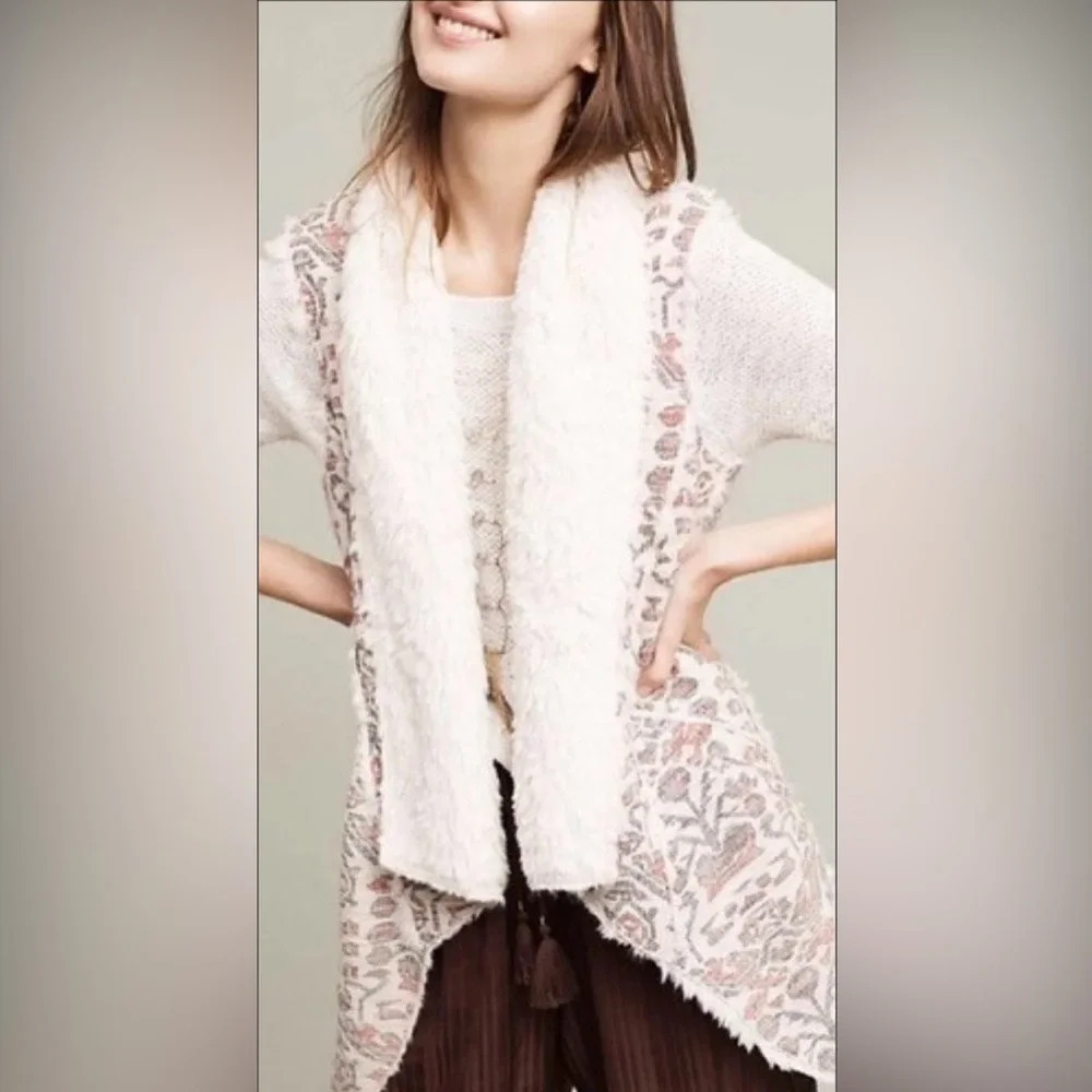 Anthropologie Jacquard Sherpa Vest by HEI HEI